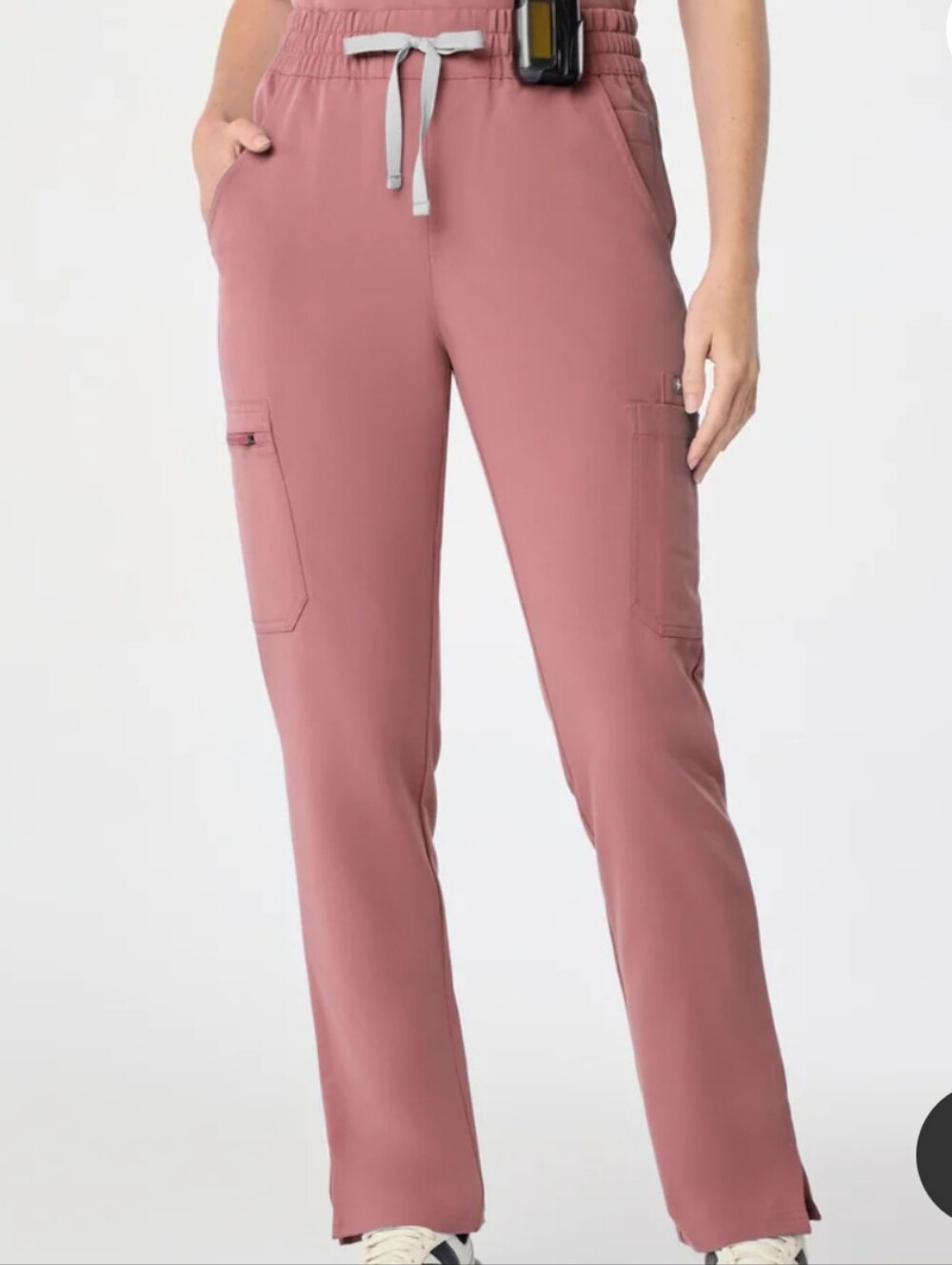 Figs Classic Yola Mauve Skinny Scrub Pant with Cream Drawstring Size L/T